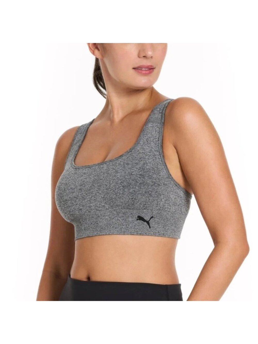 NWT Puma Women's XL Black & Gray 2-Pack Seamless Sports Bra Moisture-Wicking